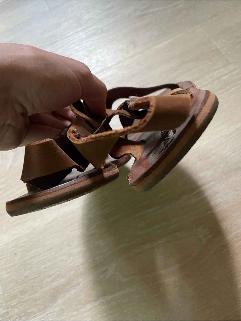Vivo Barefoot Cognac Brown Leather Open-Front Sandals - Picture 5 of 7
